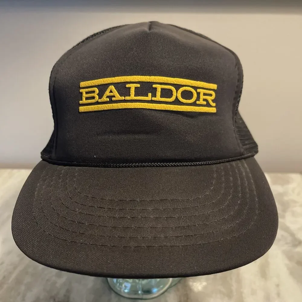 BALDOR Electric Motors vintage Black adjustable cap brim Trucker